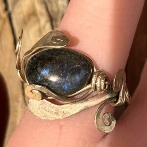 Natural Labradorite Wire Wrap Ring